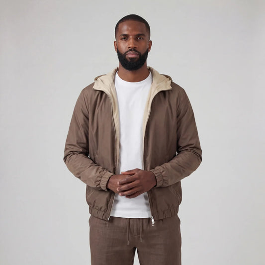 VESTE À CAPUCHE TAUPE PREMIUM