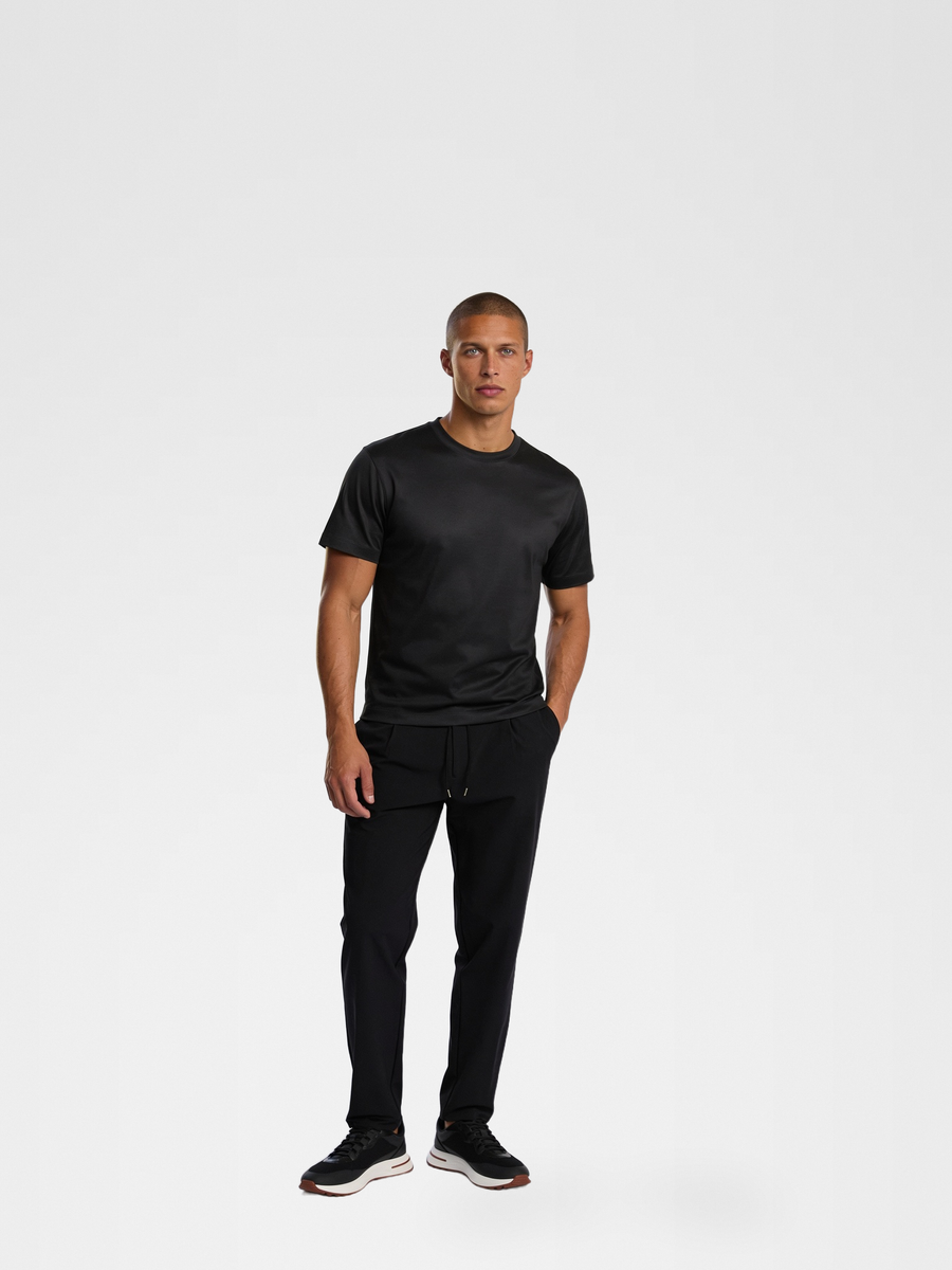 BLACK MERCERISED GLANS SHIRT