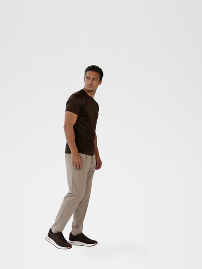 lp brown shoe, beige urbanpants, espresso imperial tee — european2 — 3/4 Side