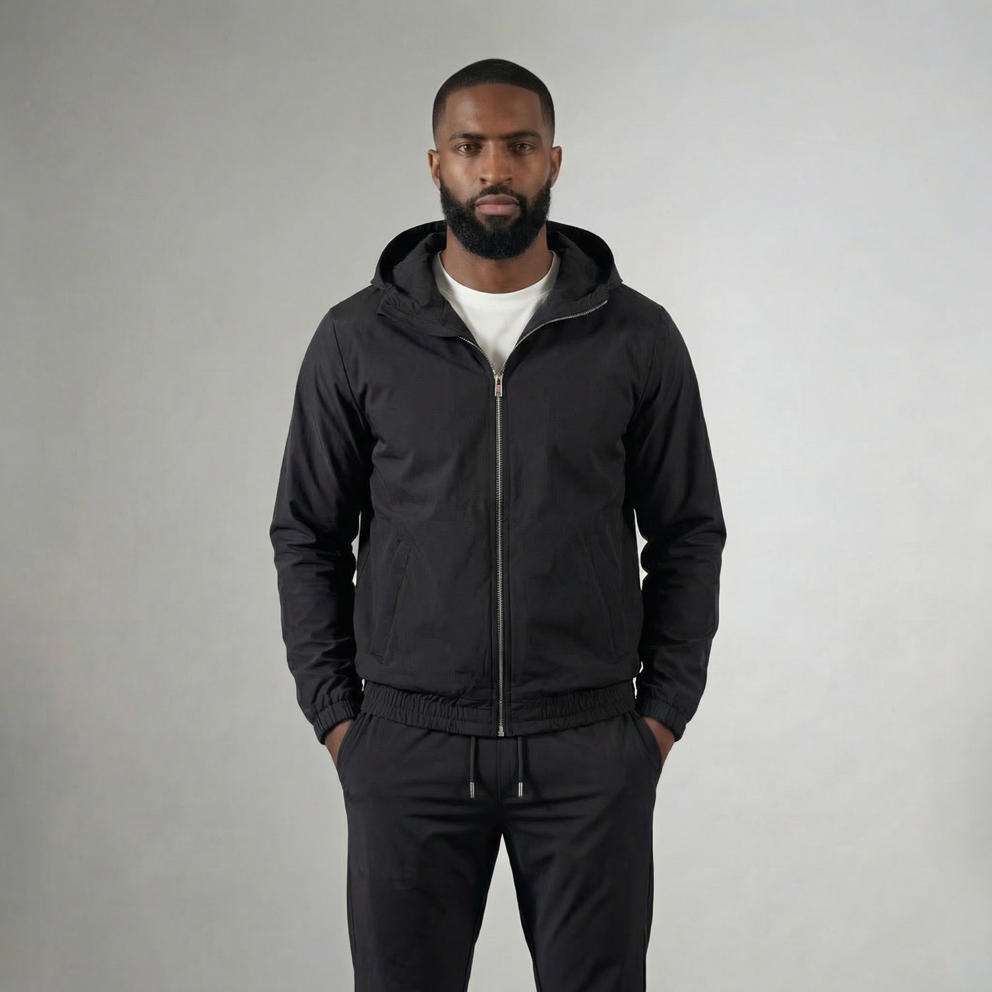 HOODED BLACK TECH SUIT