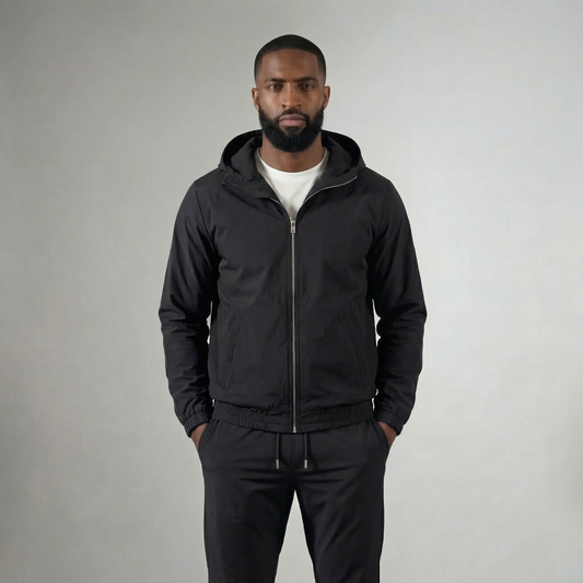 HOODED BLACK TECH SUIT